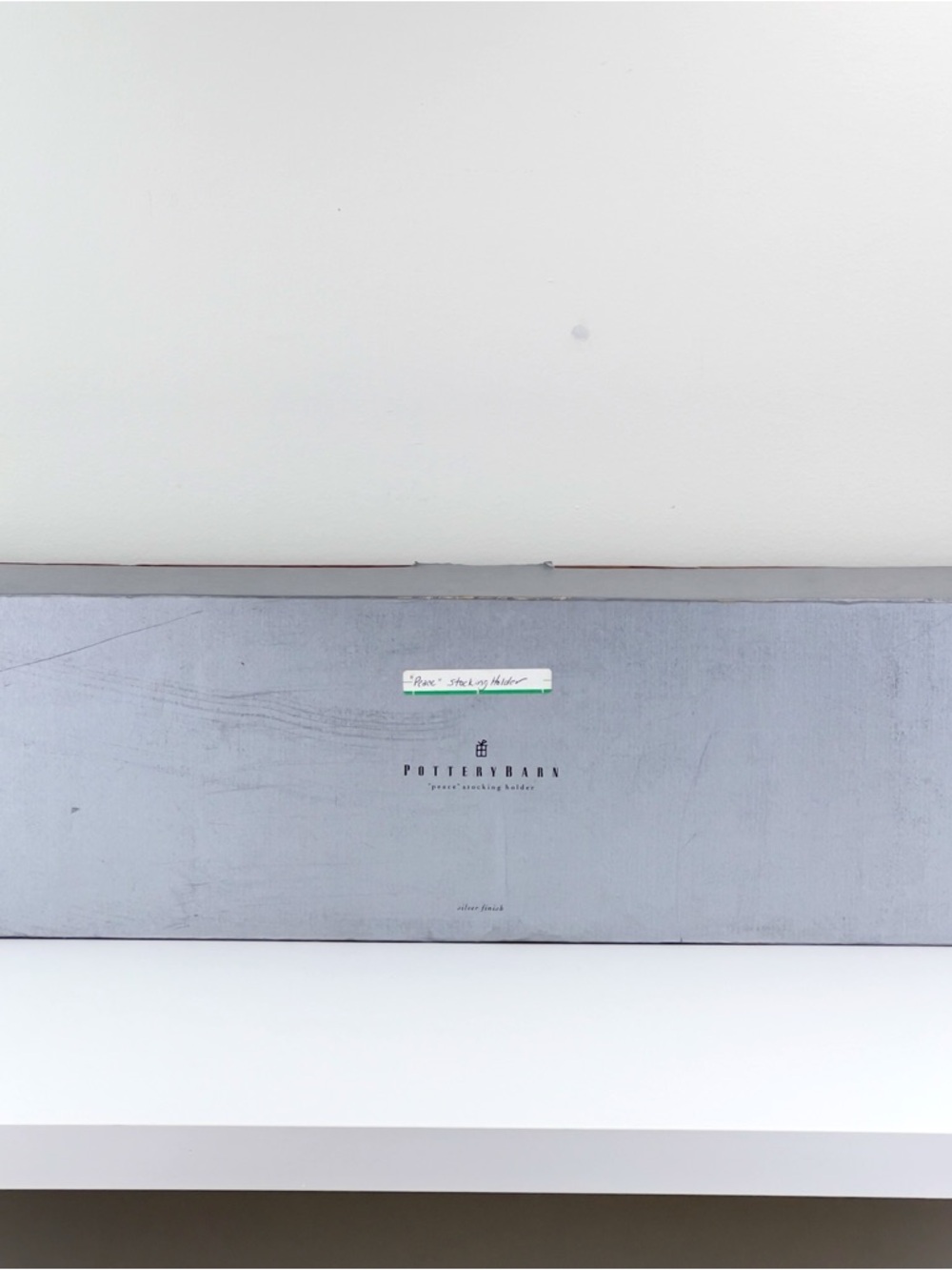 Pottery Barn PEACE Silver Plated Christmas Stocking Holders Silver Finish